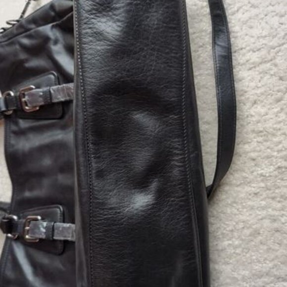 AUTHENTICATED PRADA 2WAY CALFSKIN BAG BLACK SILVER HARDWARE EUC - Picture 9 of 9